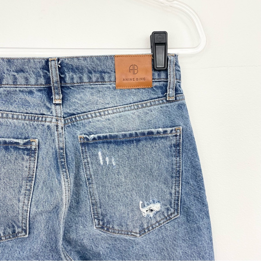 Anine Bing Blue Distressed Flare Jeans - Picture 7 of 8